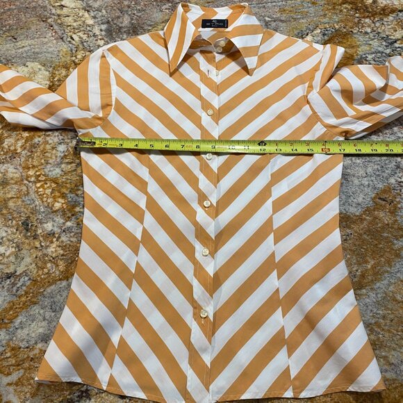 Etro BOLD STRIPE - Butterscotch Gold & White Long Sleeve Button Down - Picture 4 of 13